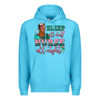 Ocean Blue afro  nurse sleep all day nurse all night Premium Hoodie - AdoDesignShop