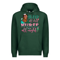 Sports Green afro  nurse sleep all day nurse all night Premium Hoodie - AdoDesignShop