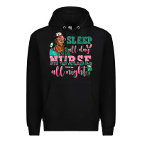 Black afro  nurse sleep all day nurse all night Premium Hoodie - AdoDesignShop