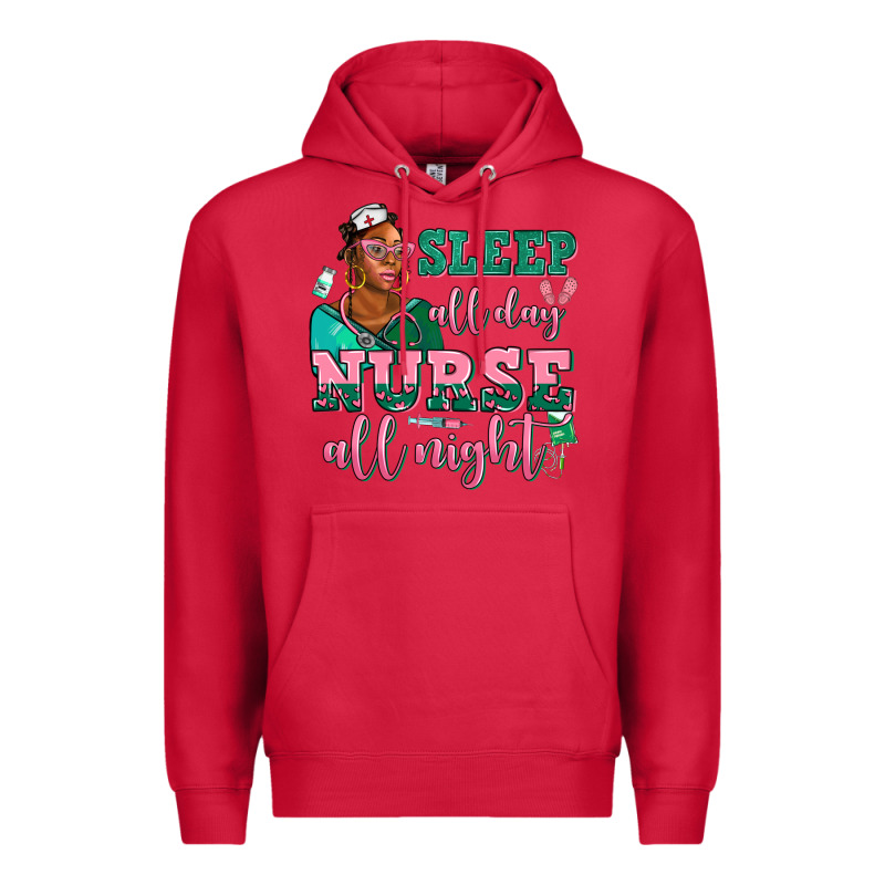Afro  Nurse Sleep All Day Nurse All Night Premium Hoodie by AdoDesignShop | Teevron