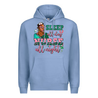 Colony Blue afro  nurse sleep all day nurse all night Premium Hoodie - AdoDesignShop