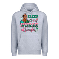 Heather Grey afro  nurse sleep all day nurse all night Premium Hoodie - AdoDesignShop