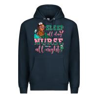 Navy afro  nurse sleep all day nurse all night Premium Hoodie - AdoDesignShop