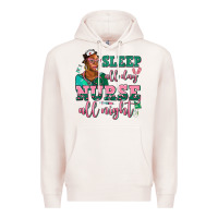 Pale Pink afro  nurse sleep all day nurse all night Premium Hoodie - AdoDesignShop
