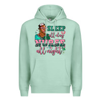 Seafoam afro  nurse sleep all day nurse all night Premium Hoodie - AdoDesignShop