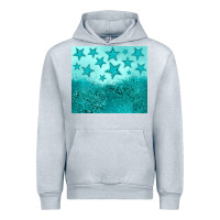 Heather Grey turquoise glitter star Urban Hoodie - JahusDesignShop