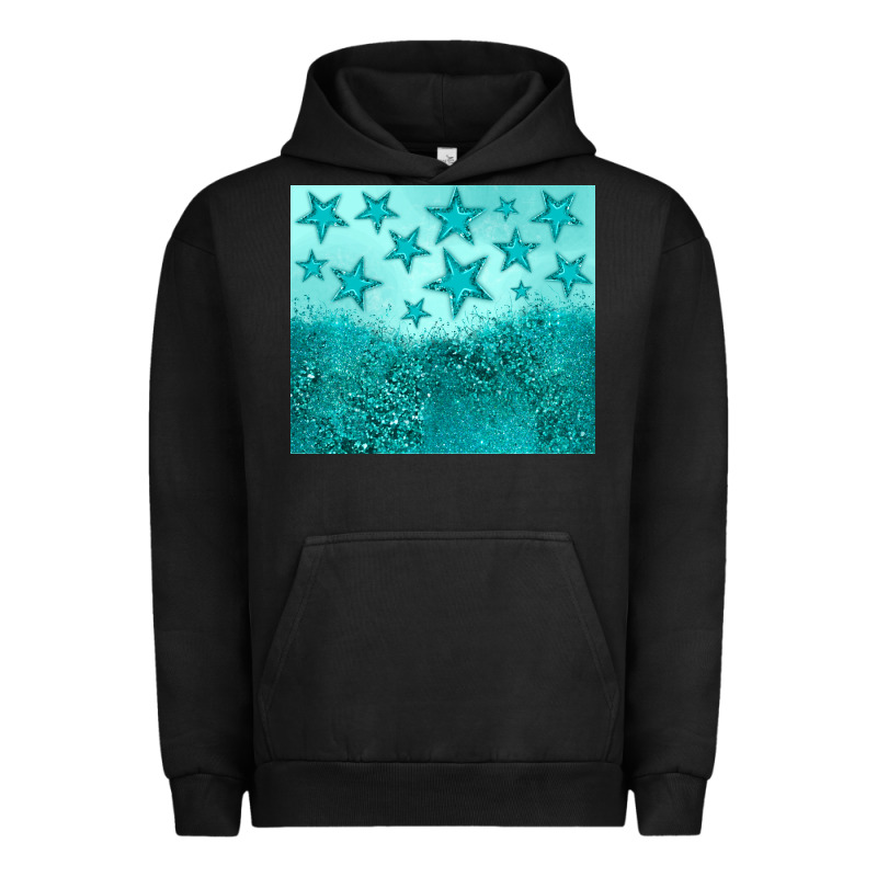 Turquoise Glitter Star Urban Hoodie by JahusDesignShop | Teevron