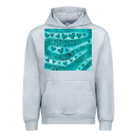 Heather Grey turquoise glitter heart Urban Hoodie - JahusDesignShop
