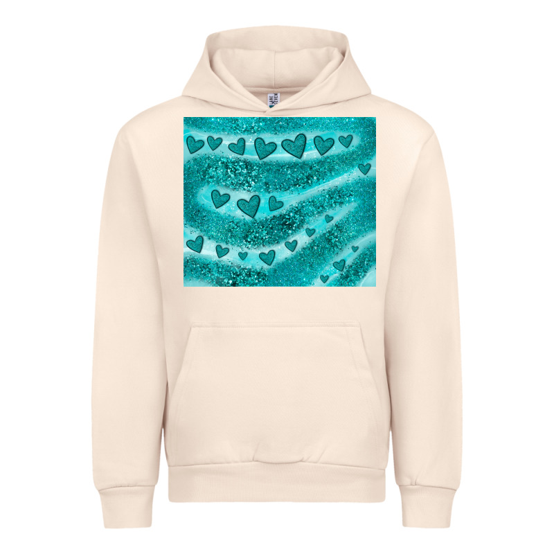 Turquoise Glitter Heart Urban Hoodie by JahusDesignShop | Teevron