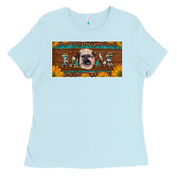 Baby Blue western heifer mom with sunflowers and turquoise license plate Ladies Tee - Artiststas