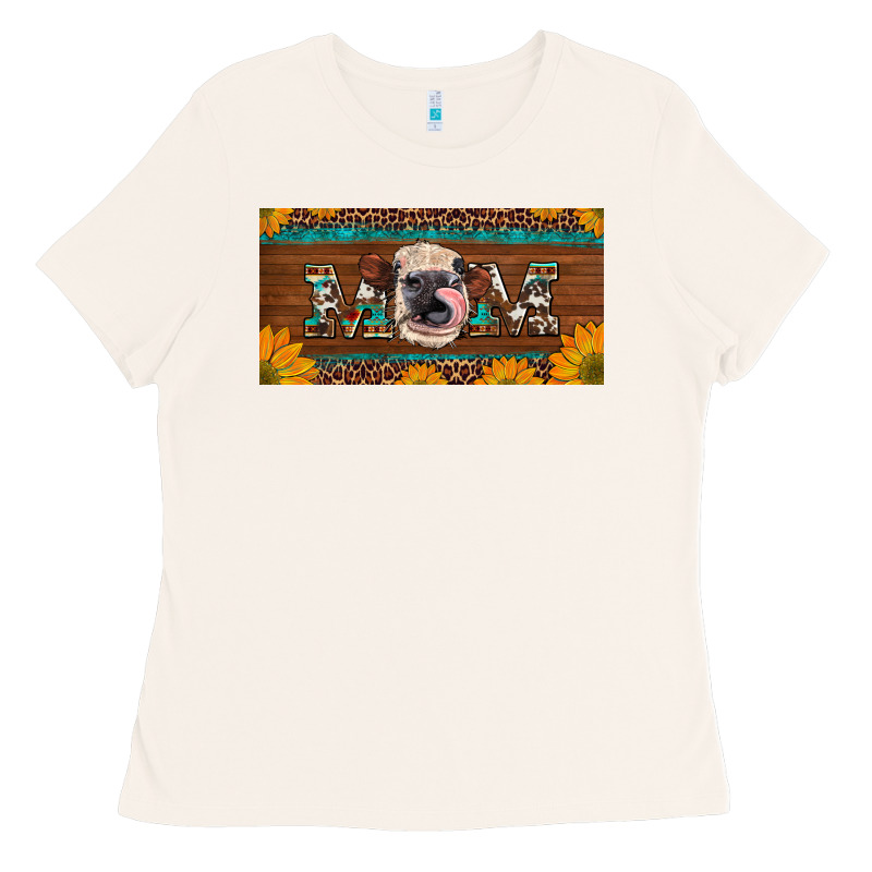 Western Heifer Mom With Sunflowers And Turquoise License Plate Ladies Tee by Artiststas | Teevron