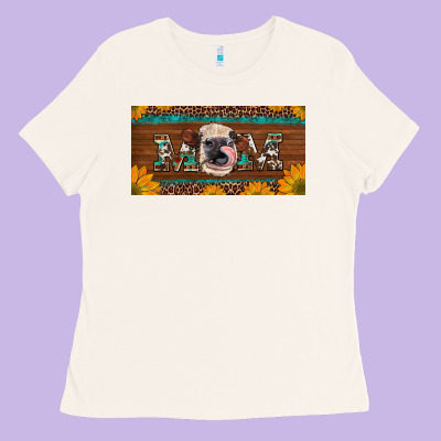 Western Heifer Mom With Sunflowers And Turquoise License Plate Ladies Tee Designed By Artiststas