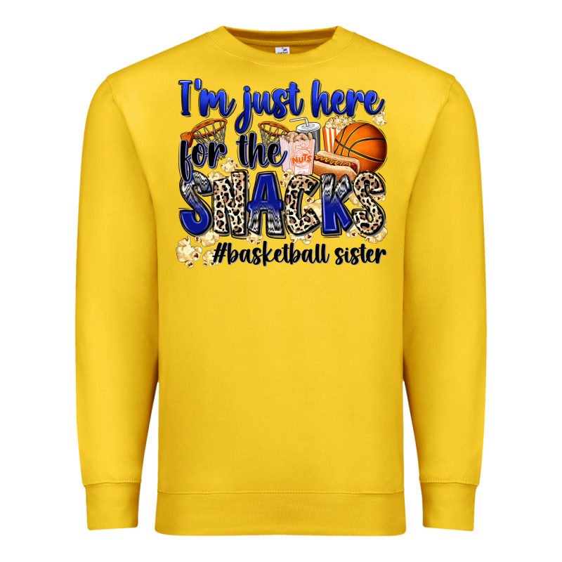 I'm Just Here For The Snacks #basketball Sister Premium Sweatshirt by Zillion Design Studio | Teevron