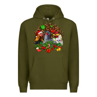 Army Green Christmas party and chickens Premium Hoodie - AdoDesignShop