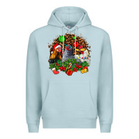Blue Mist Christmas party and chickens Premium Hoodie - AdoDesignShop