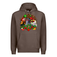 Coffee Christmas party and chickens Premium Hoodie - AdoDesignShop