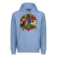 Colony Blue Christmas party and chickens Premium Hoodie - AdoDesignShop