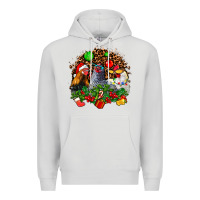 Dove Grey Christmas party and chickens Premium Hoodie - AdoDesignShop