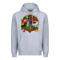 Heather Grey Christmas party and chickens Premium Hoodie - AdoDesignShop