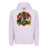 Lilac Christmas party and chickens Premium Hoodie - AdoDesignShop
