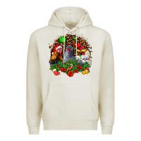 Oatmeal Heather Christmas party and chickens Premium Hoodie - AdoDesignShop