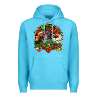 Ocean Blue Christmas party and chickens Premium Hoodie - AdoDesignShop