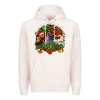 Pale Pink Christmas party and chickens Premium Hoodie - AdoDesignShop