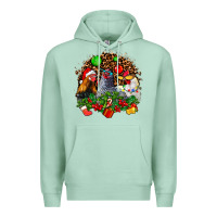 Seafoam Christmas party and chickens Premium Hoodie - AdoDesignShop