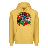 Antique Gold Christmas party and chickens Premium Hoodie - AdoDesignShop
