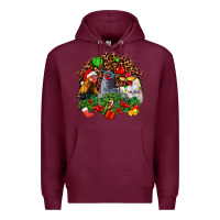 Burgundy Christmas party and chickens Premium Hoodie - AdoDesignShop
