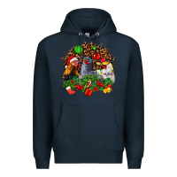 Navy Christmas party and chickens Premium Hoodie - AdoDesignShop