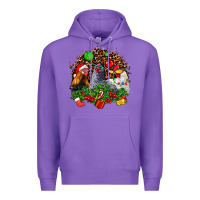 Purple Christmas party and chickens Premium Hoodie - AdoDesignShop