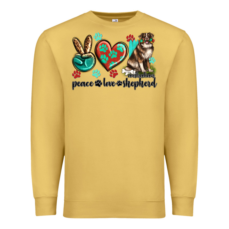 Peace Love Australian Shepherd Premium Sweatshirt by texasbilliewilder | Teevron