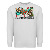 Dove Grey peace love australian shepherd Premium Sweatshirt - texasbilliewilder