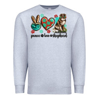 Heather Grey peace love australian shepherd Premium Sweatshirt - texasbilliewilder