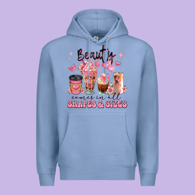 Beauty Comes In All Shapes And Sizes Coffee Cups Premium Hoodie Designed By Jahusdesignshop