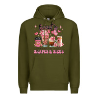 Army Green beauty comes in all shapes and sizes coffee cups Premium Hoodie - JahusDesignShop