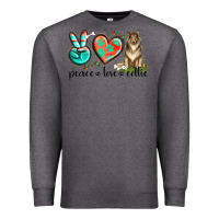 Charcoal Heather peace love collie Premium Sweatshirt - texasbilliewilder
