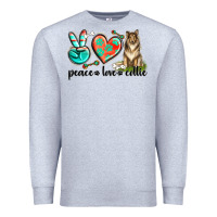 Heather Grey peace love collie Premium Sweatshirt - texasbilliewilder