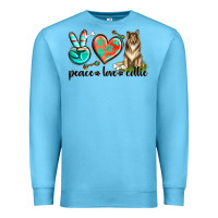 Ocean Blue peace love collie Premium Sweatshirt - texasbilliewilder