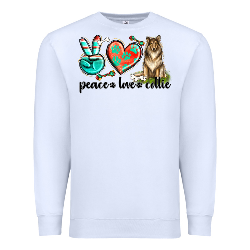 Peace Love Collie Premium Sweatshirt by texasbilliewilder | Teevron
