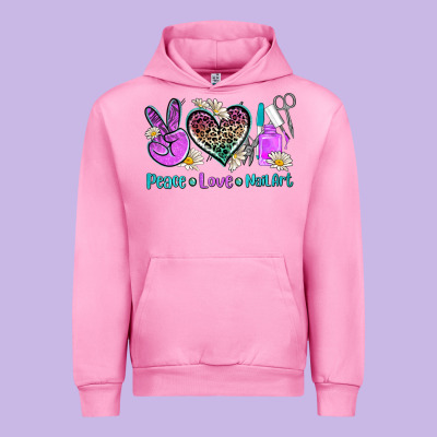 Peace Love Nail Art Urban Hoodie Designed By Adodesignshop