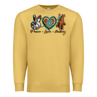 Antique Gold peace love cowboy Premium Sweatshirt - texasbilliewilder