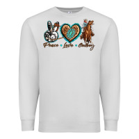 Dove Grey peace love cowboy Premium Sweatshirt - texasbilliewilder