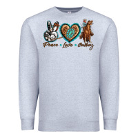 Heather Grey peace love cowboy Premium Sweatshirt - texasbilliewilder