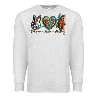 Oatmeal Heather peace love cowboy Premium Sweatshirt - texasbilliewilder