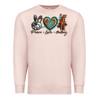 Pale Pink peace love cowboy Premium Sweatshirt - texasbilliewilder