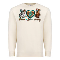 Sandshell peace love cowboy Premium Sweatshirt - texasbilliewilder