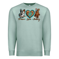 Seafoam peace love cowboy Premium Sweatshirt - texasbilliewilder