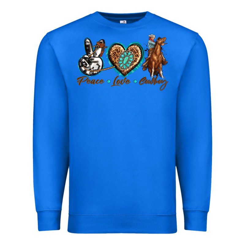 Peace Love Cowboy Premium Sweatshirt by texasbilliewilder | Teevron